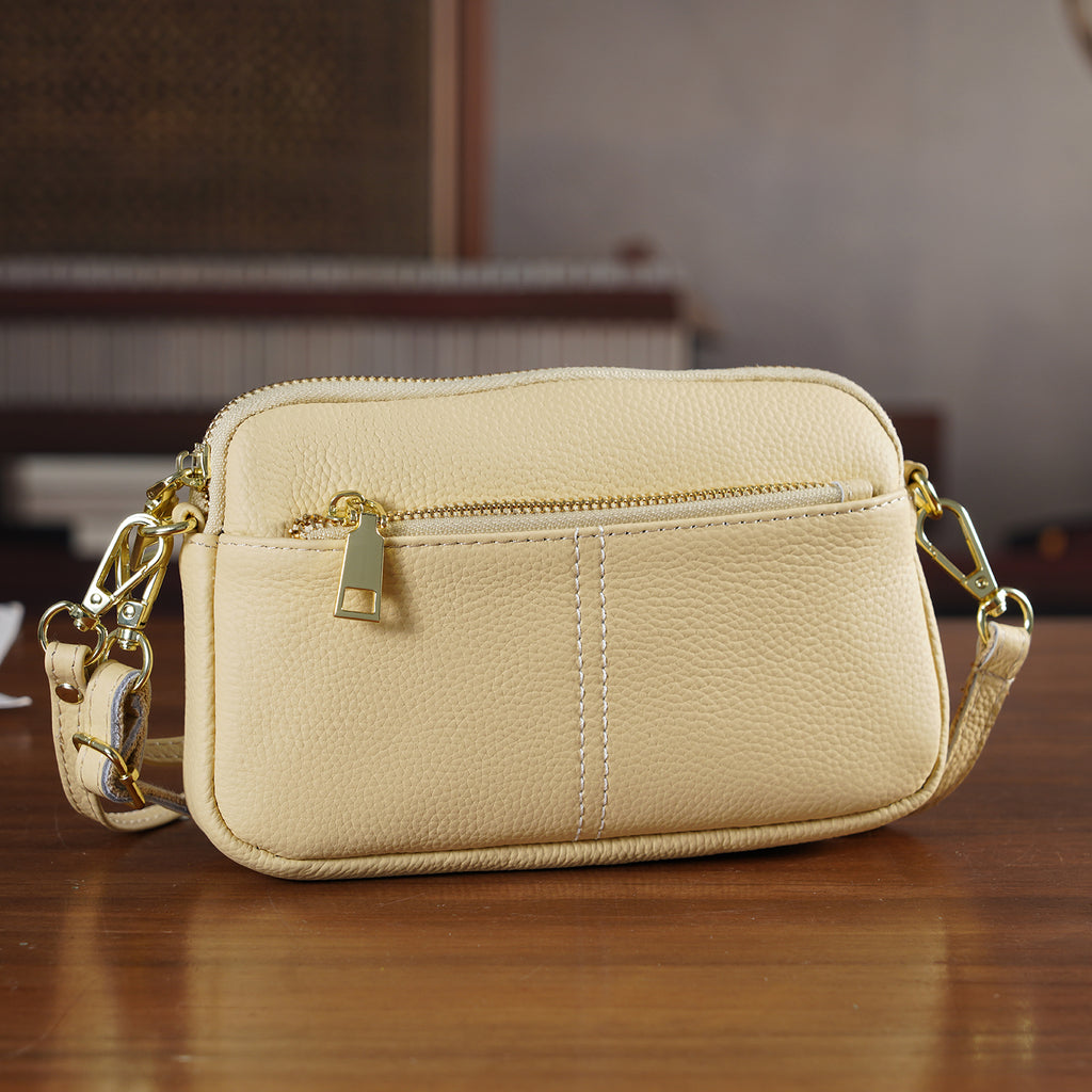 100% Genuine Leather Designer Minimalist Sling Shoulder Bag - Yellow_8420511_1
