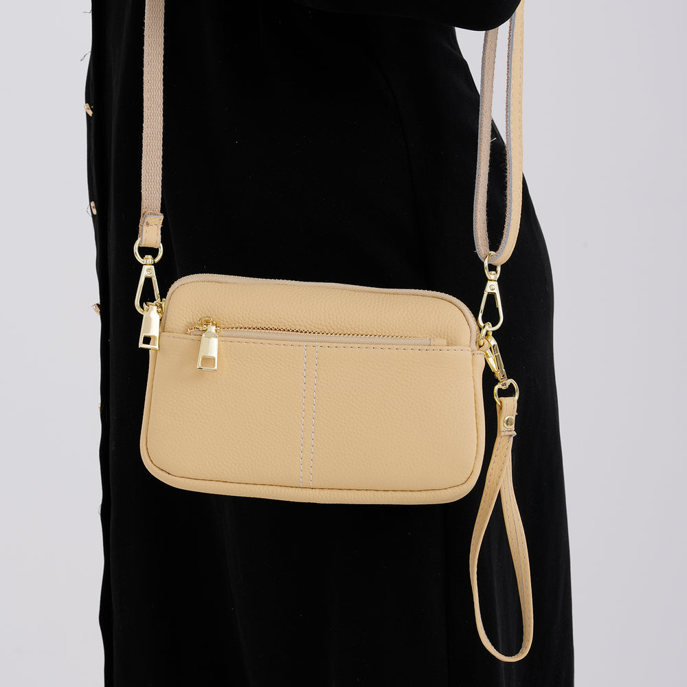 100% Genuine Leather Designer Minimalist Sling Shoulder Bag - Yellow_8420511_3