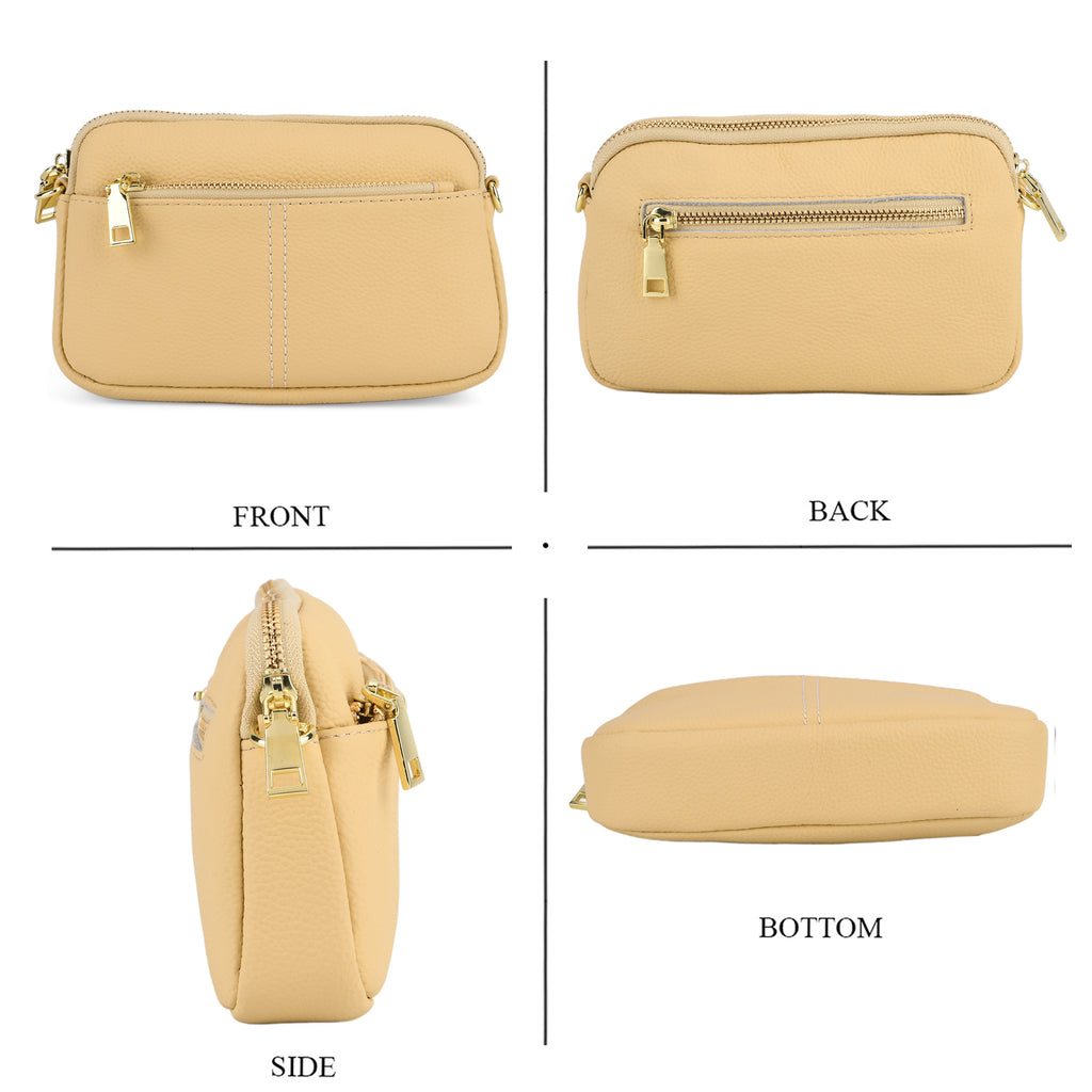 100% Genuine Leather Designer Minimalist Sling Shoulder Bag - Yellow_8420511_4
