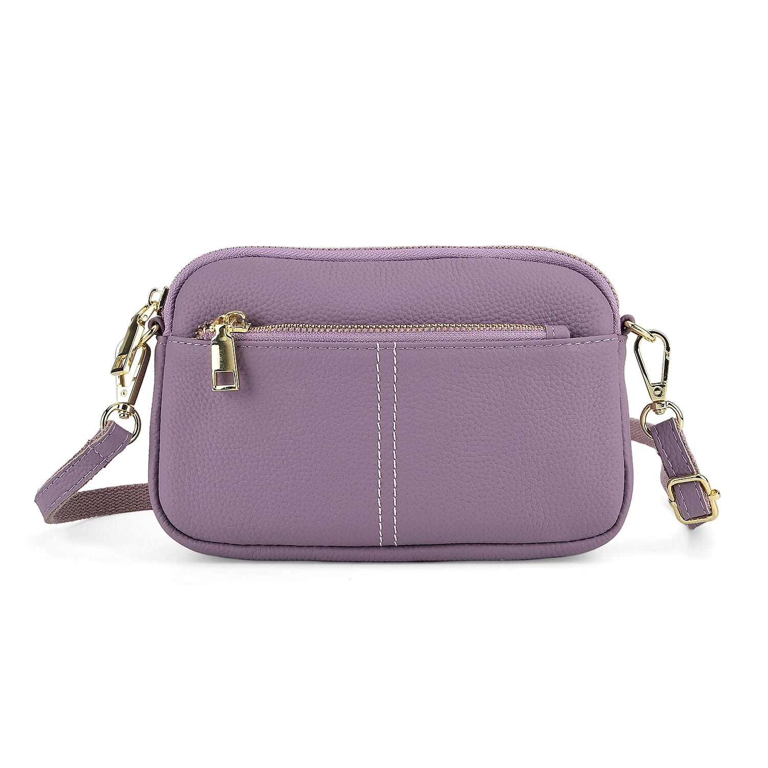 100% Genuine Leather Designer Minimalist Sling Shoulder Bag - Purple_8420512