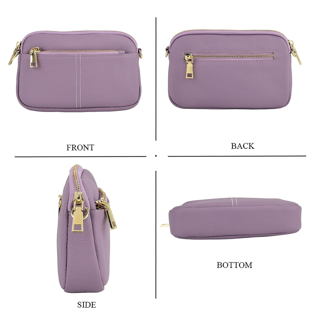 100% Genuine Leather Designer Minimalist Sling Shoulder Bag - Purple_8420512_4