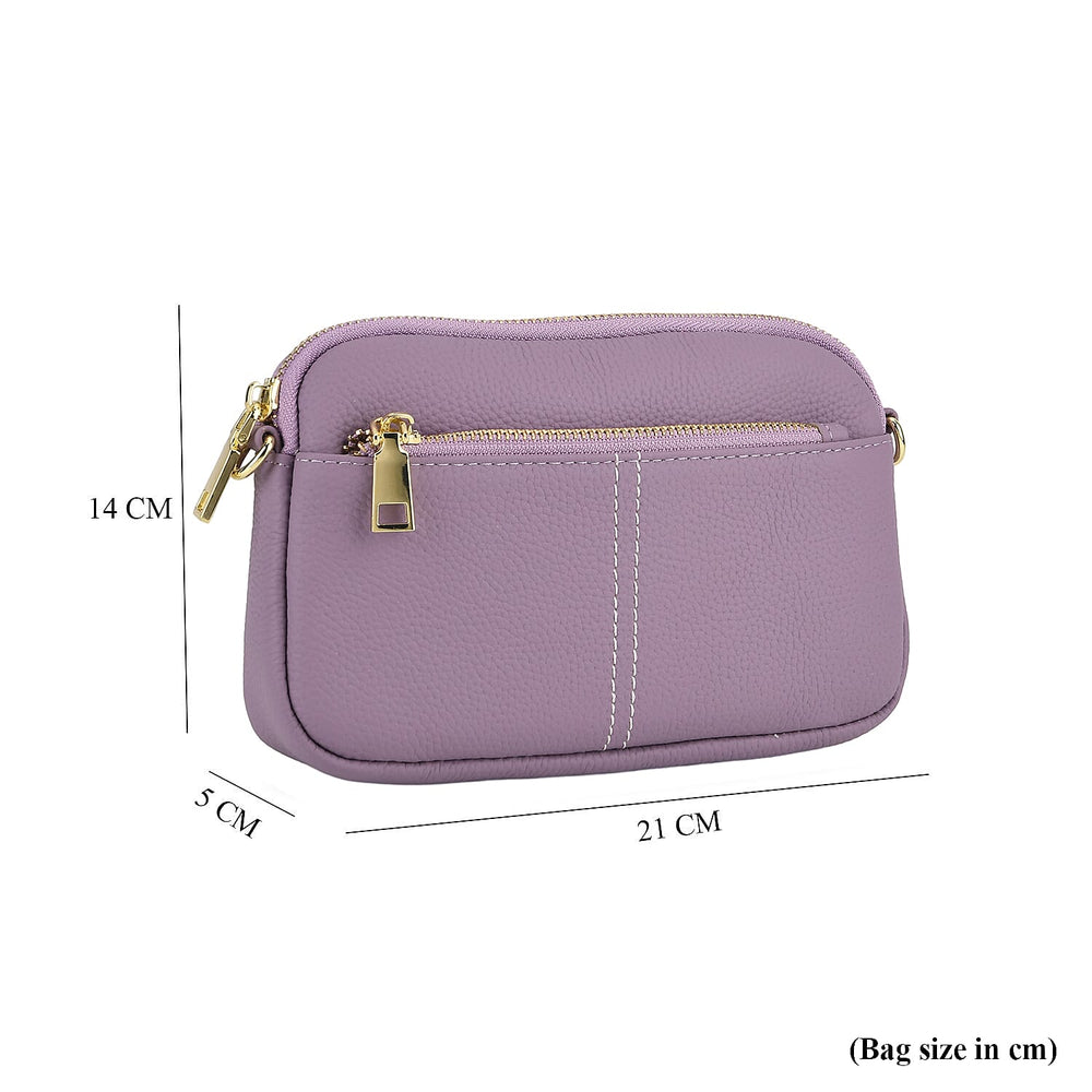 100% Genuine Leather Designer Minimalist Sling Shoulder Bag - Purple_8420512_8