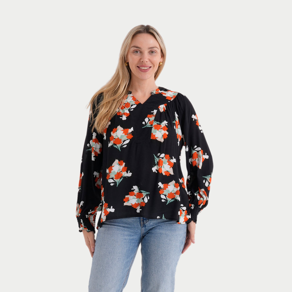 & Maisi Printed Top (Size - Large) - Black_8420781