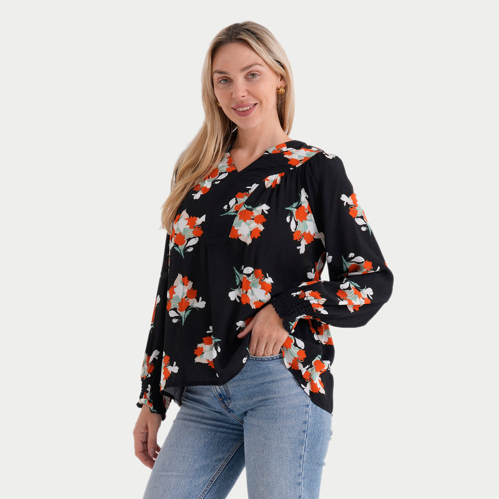 & Maisi Printed Top (Size - Large) - Black_8420781_2