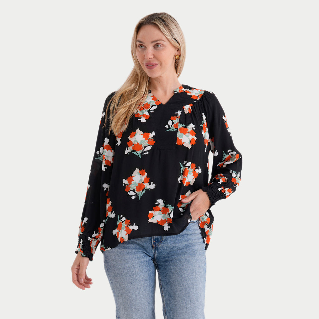 & Maisi Printed Top (Size - Large) - Black_8420781_3