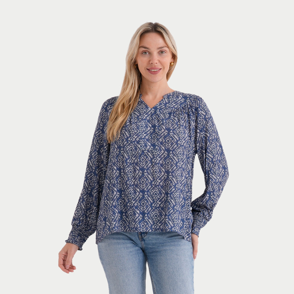 & Maisi Printed Top (Size - Large) - Blue_8420789