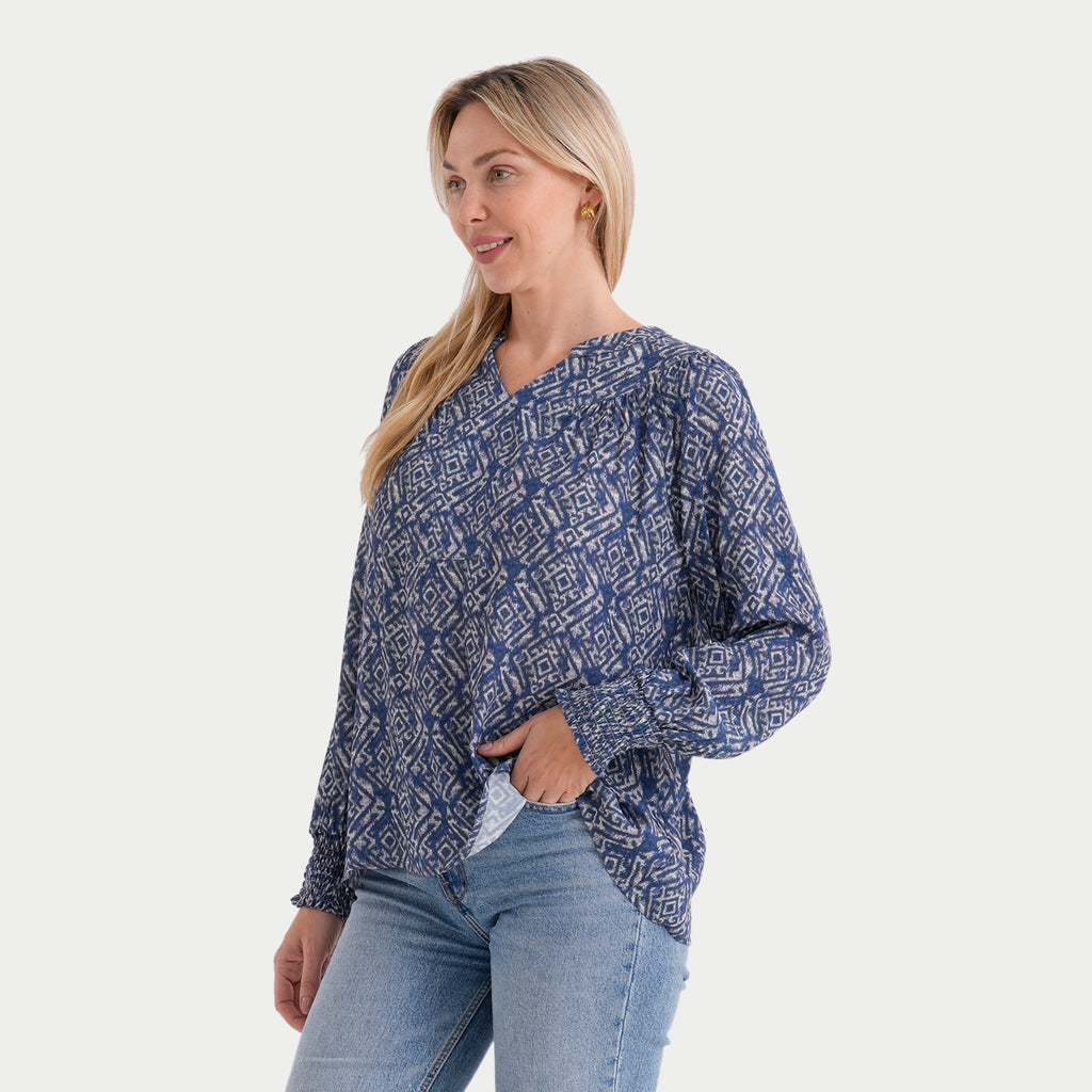 & Maisi Printed Top (Size - Large) - Blue_8420789_2