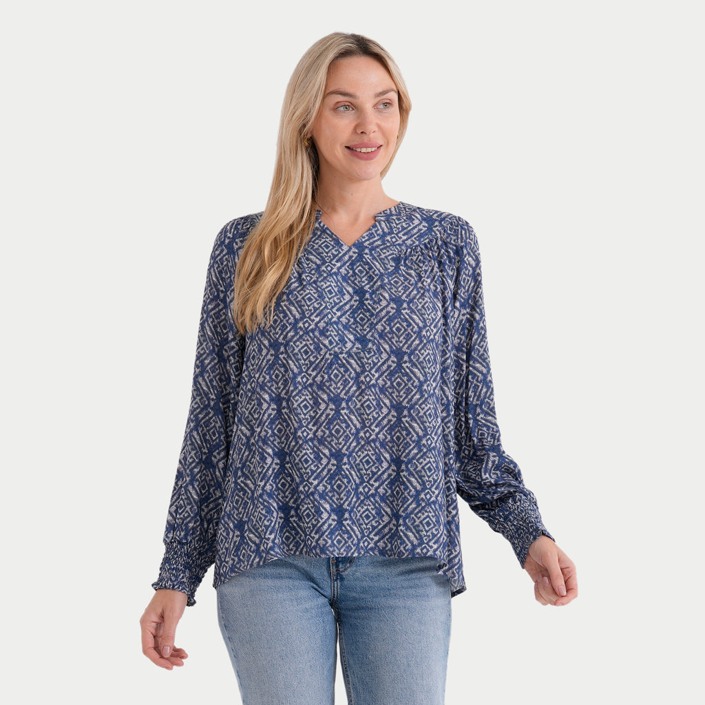 & Maisi Printed Top (Size - Large) - Blue_8420789_3