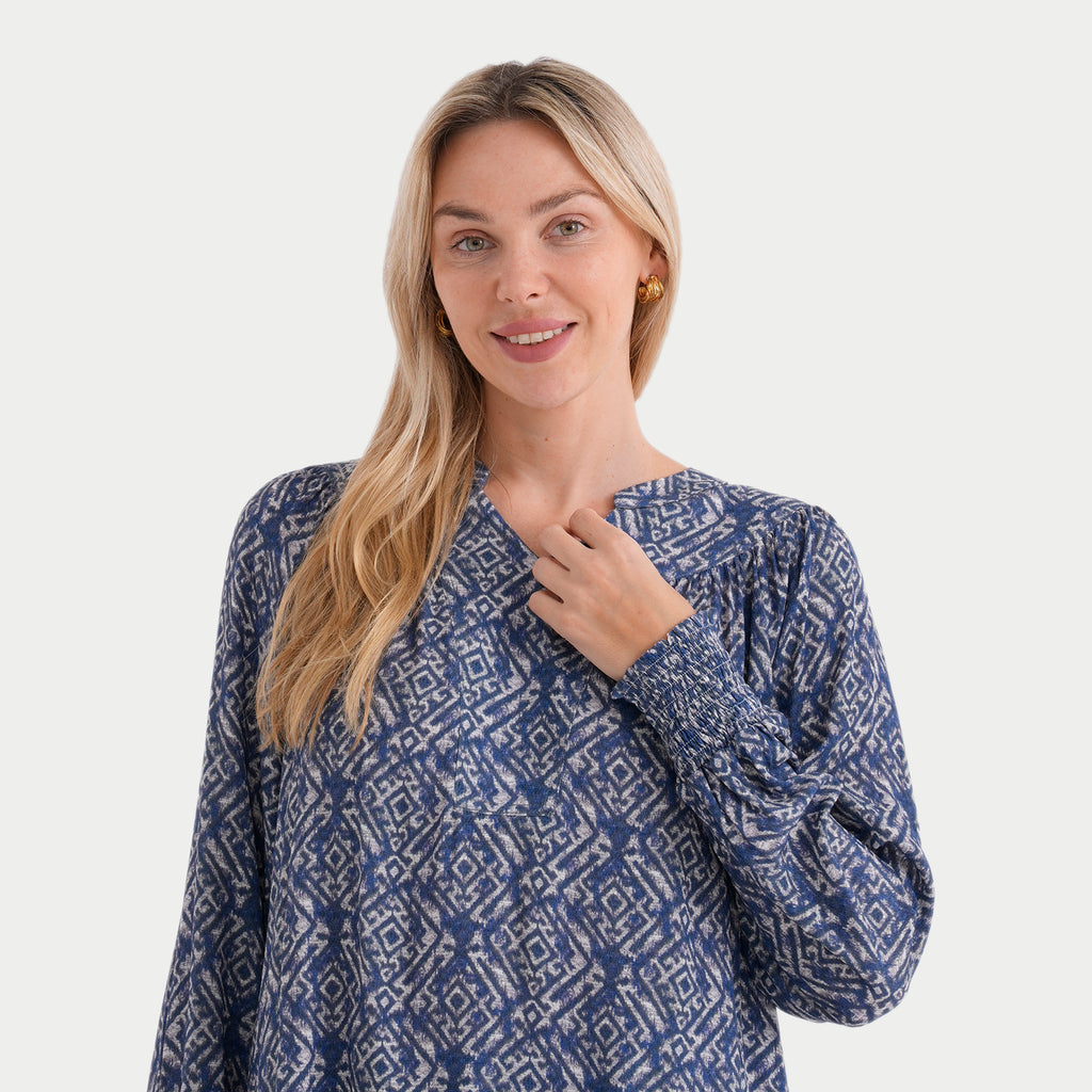 & Maisi Printed Top (Size - Large) - Blue_8420789_4