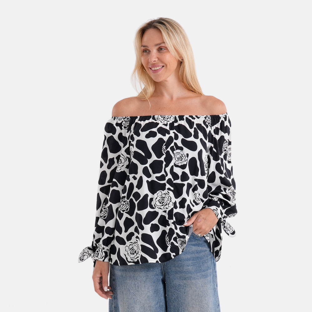 Styled By Printed Top (Size - One Size) - Black_8420805