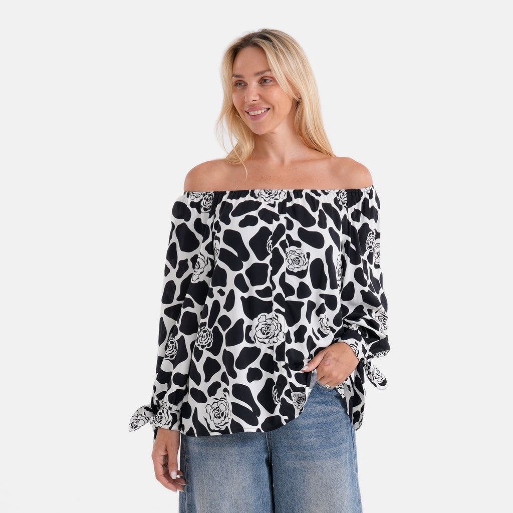 Styled By Printed Top (Size - One Size) - Black_8420805