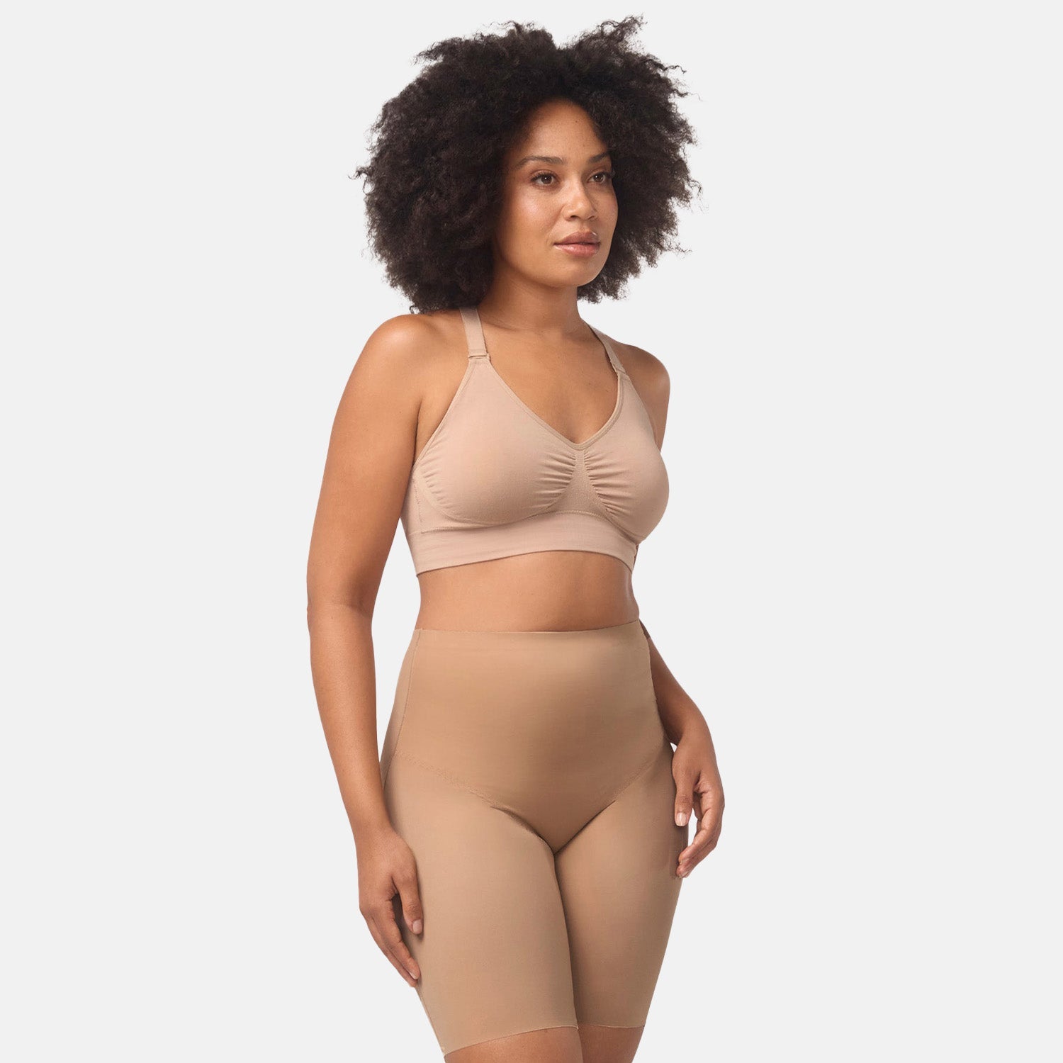Bella Bodies Curve Control High-Waisted Seamless Sculpting Shorts (Size M) - Taupe