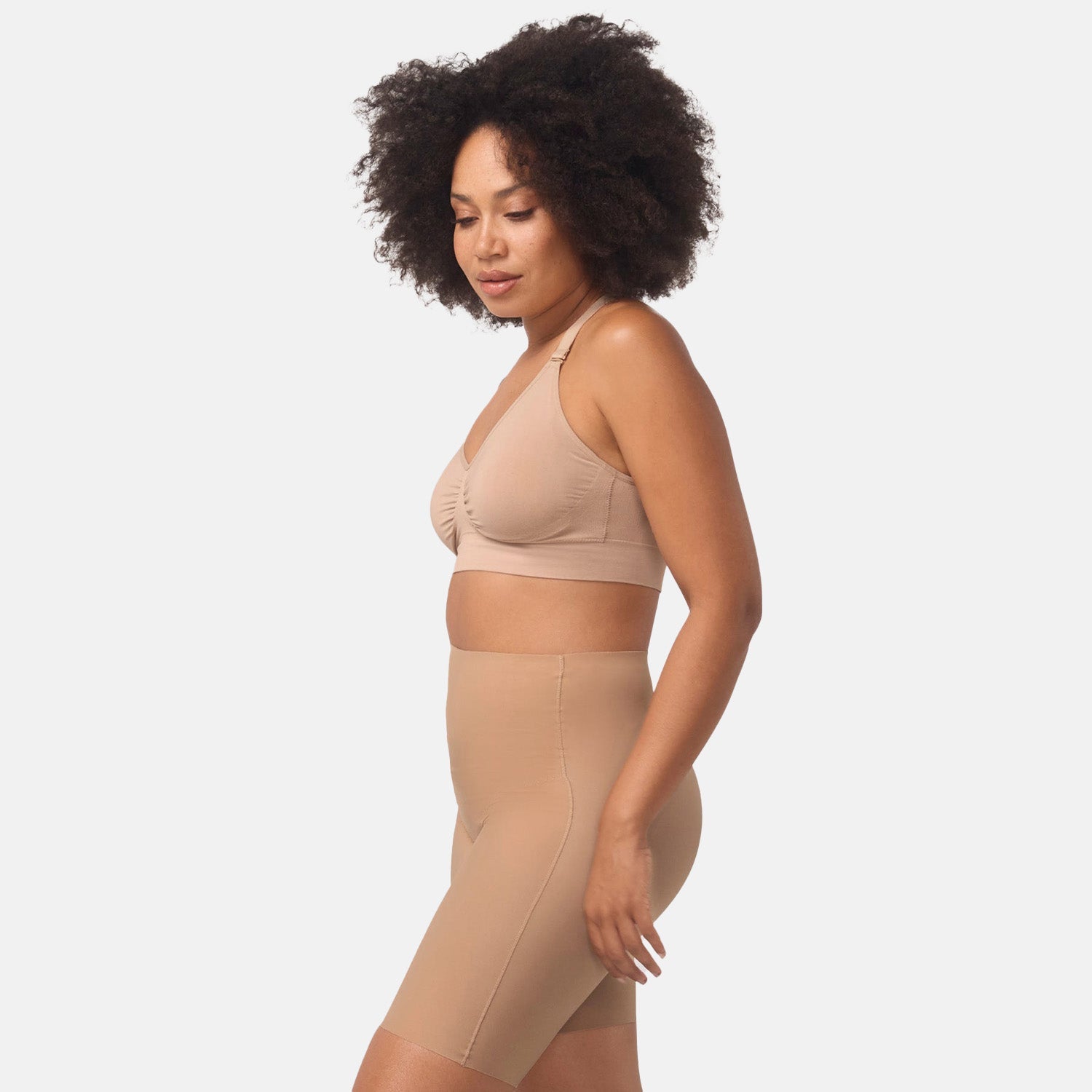 Bella Bodies Curve Control High-Waisted Seamless Sculpting Shorts (Size M) - Taupe