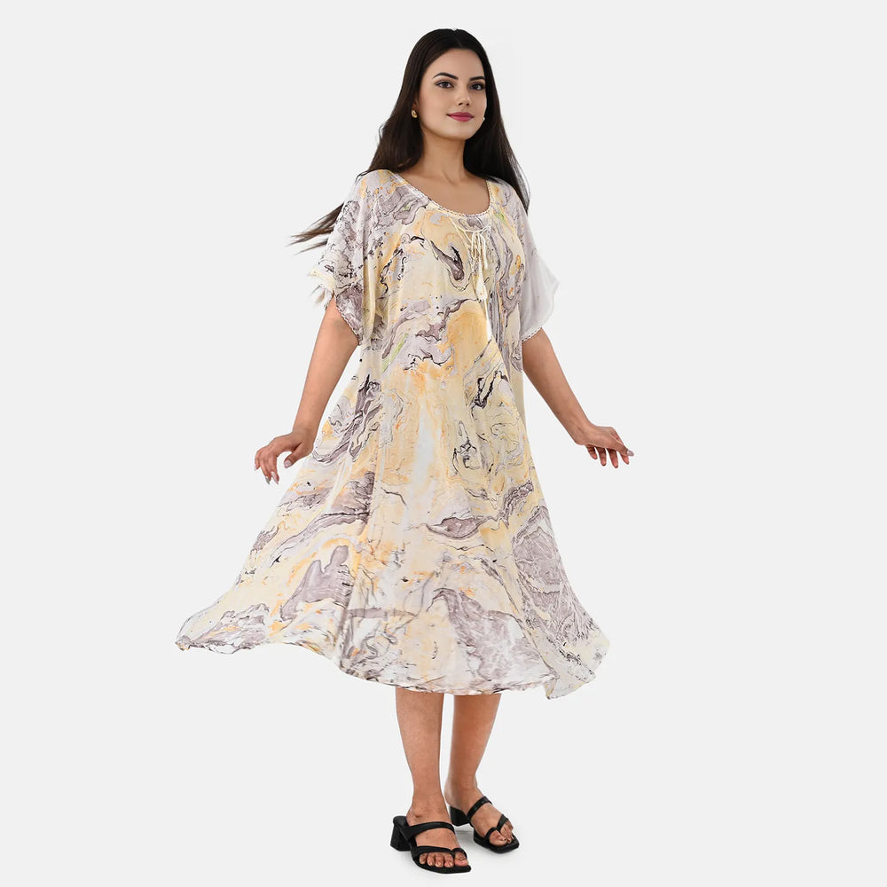 & Maisi Printed Dress (Size - One Size) - Yellow_8421281