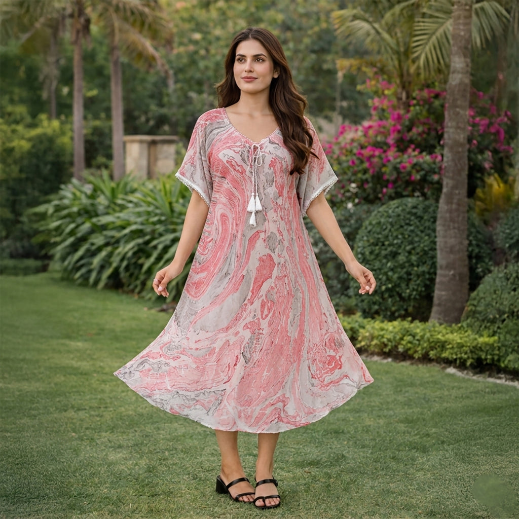 & Maisi Printed Dress (Size - One Size) - Pink_8421282_1