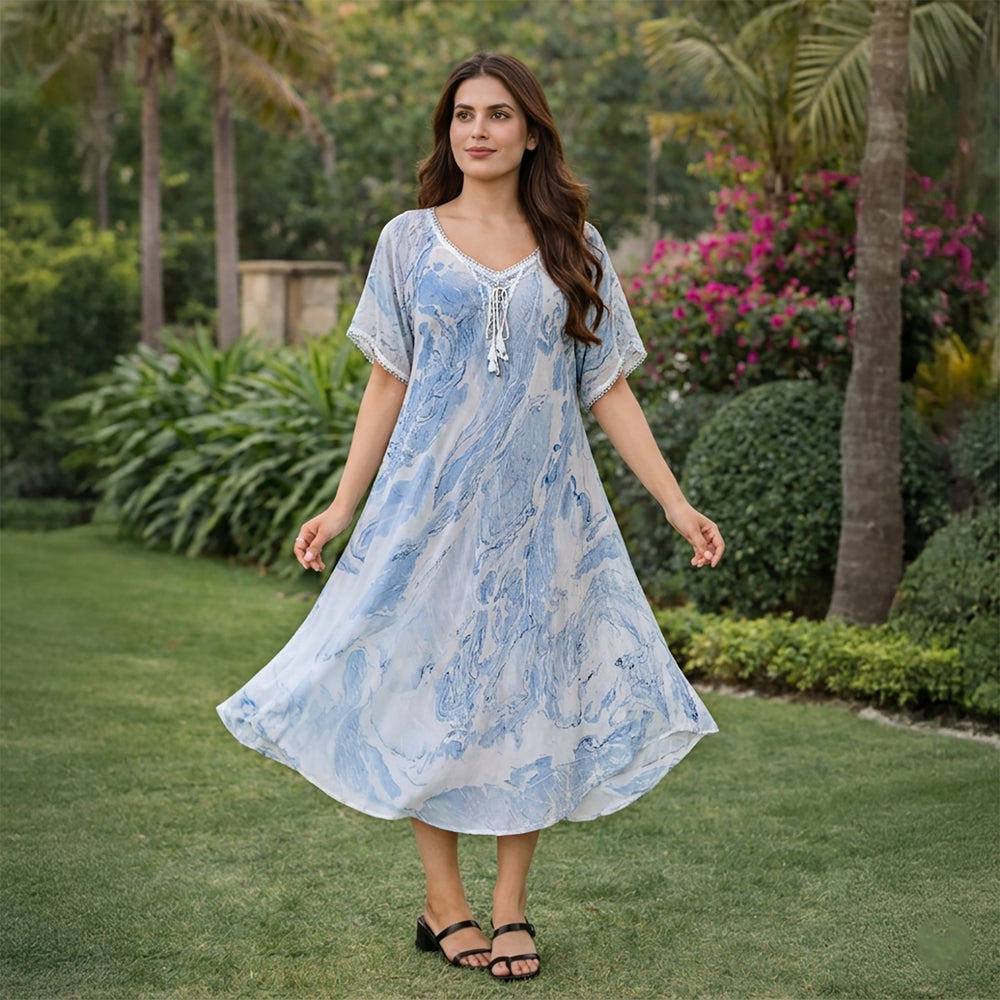 & Maisi Printed Dress (Size - One Size) - Blue_8421283_1