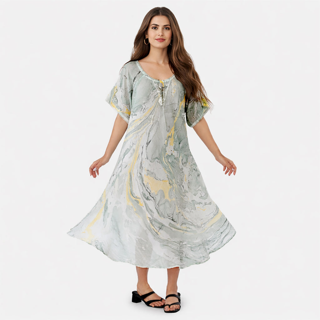& Maisi Printed Dress (Size - One Size) - Green_8421284