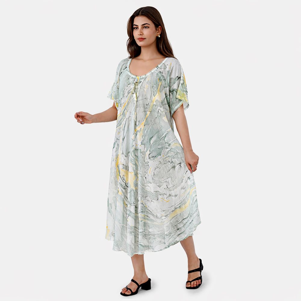 & Maisi Printed Dress (Size - One Size) - Green_8421284_3