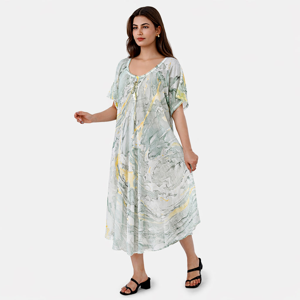 & Maisi Printed Dress (Size - One Size) - Green_8421284_3