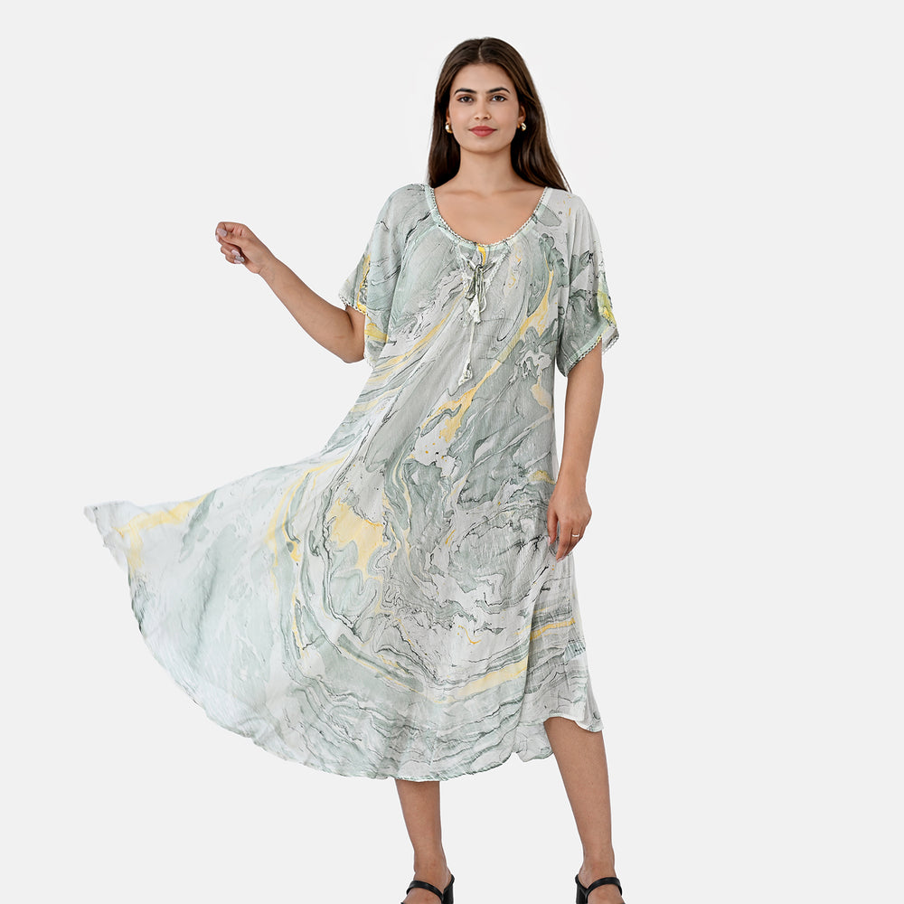 & Maisi Printed Dress (Size - One Size) - Green_8421284_4