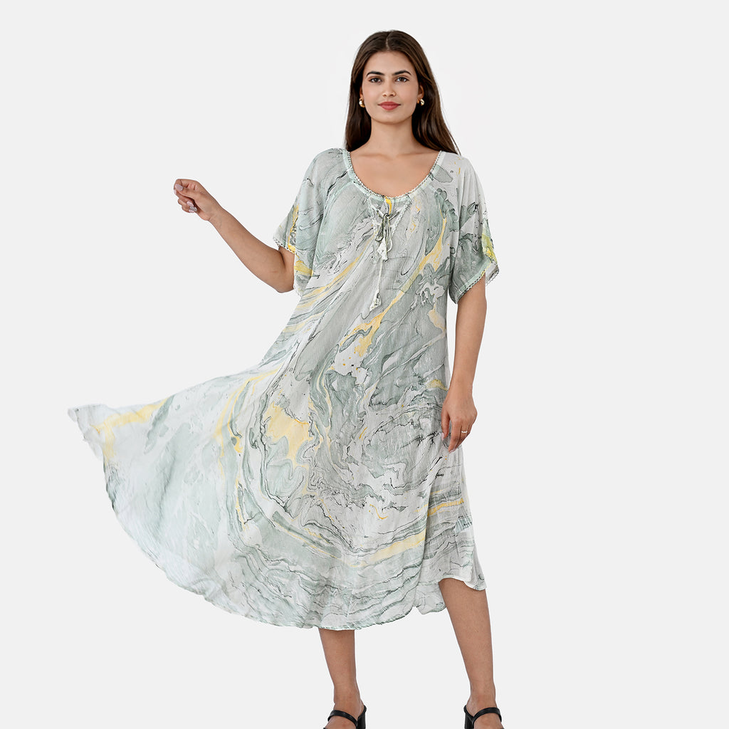 & Maisi Printed Dress (Size - One Size) - Green_8421284_4