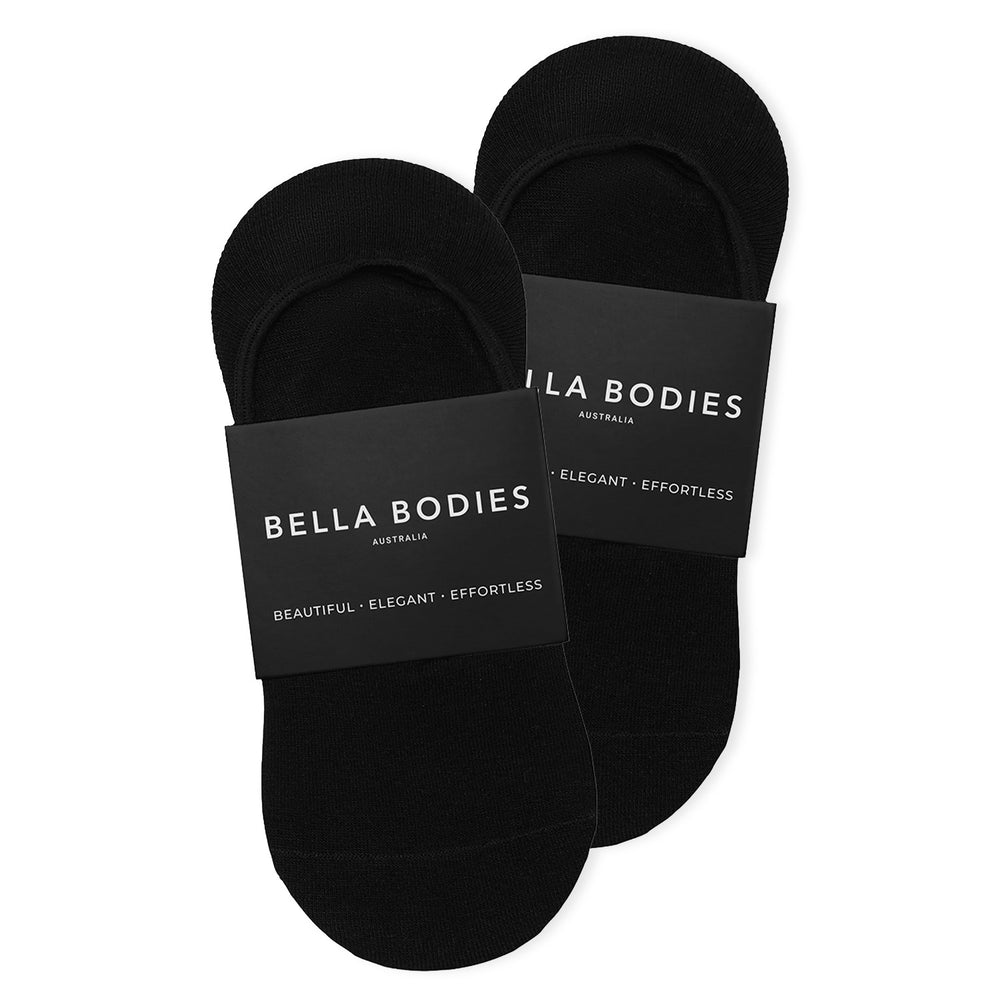 Bella Bodies Pack of 2 - Invisible Bamboo Socks (One Size) - Black_8421778