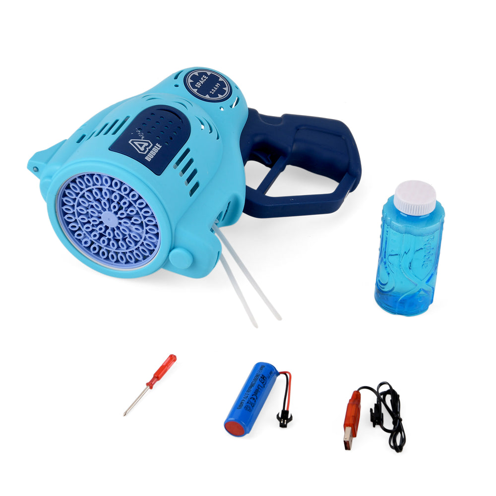 57-Hole Automatic Bubble Blaster - Blue Rechargeable Space Jet Machine with 3.7V Battery & 150ml Solution_8422001_5