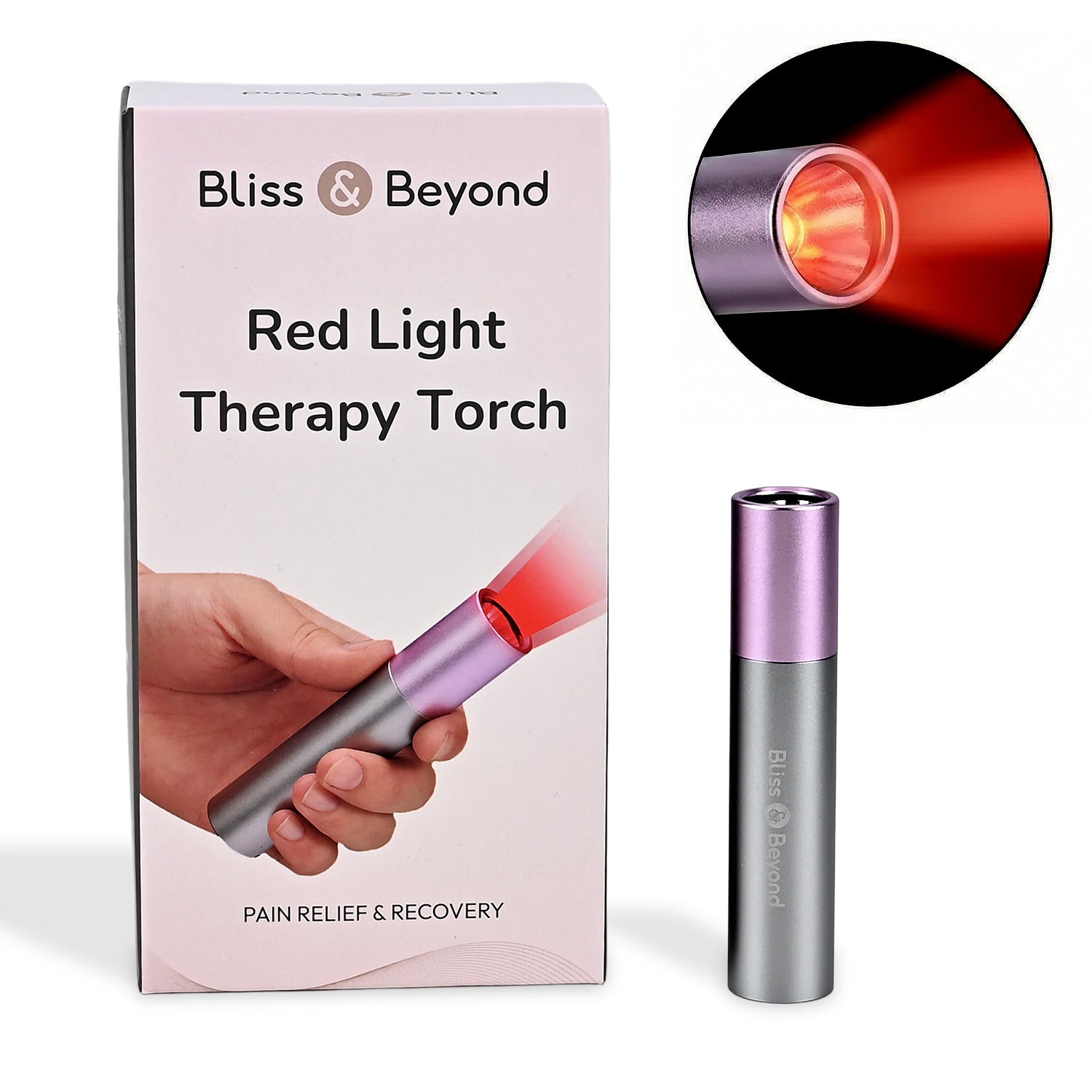 Bliss & Beyond Red Light Therapy Torch with Portable 1800mAh Rechargeable Battery