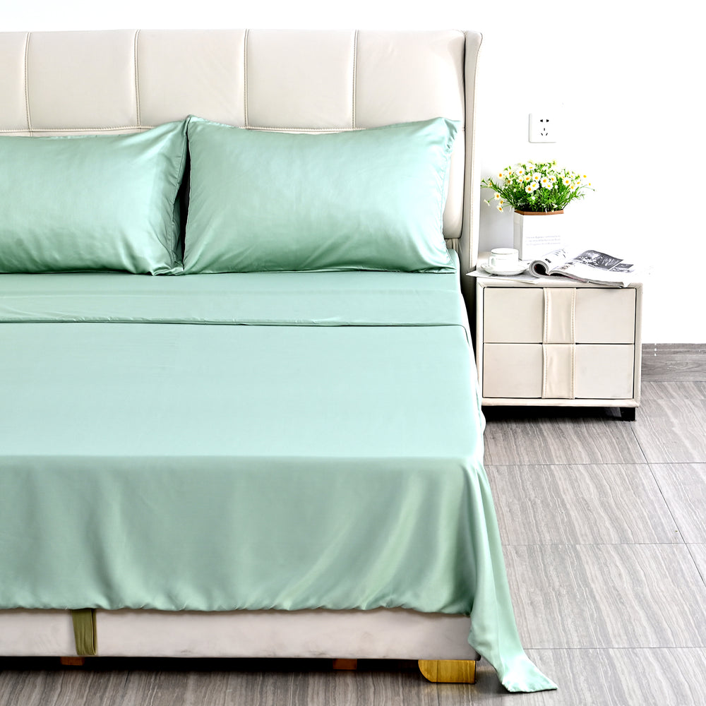 Bliss & Beyond Bamboo Fabric Patterned Sheet (Size 200x1 cm) - Sage Green_8429080_1