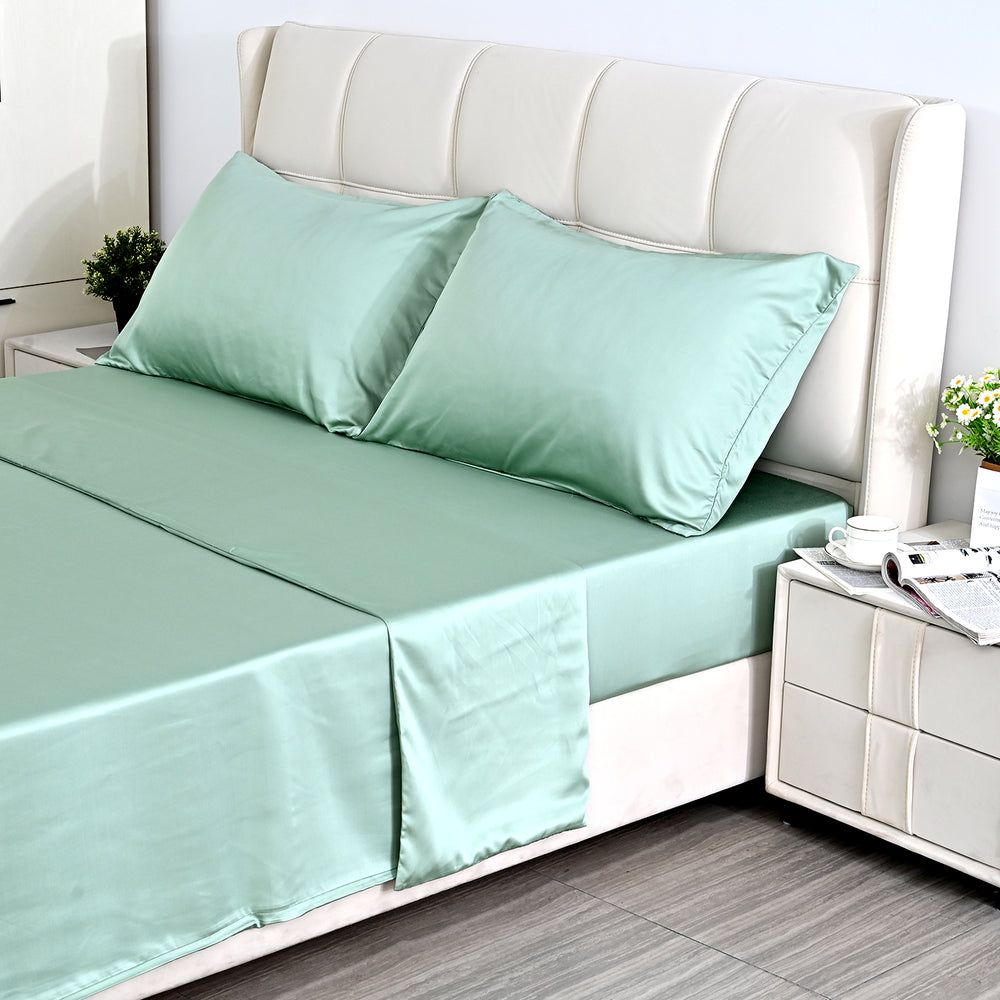 Bliss & Beyond Bamboo Fabric Patterned Sheet (Size 225x1 cm) - Sage Green_8429081
