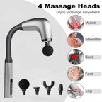 Electric Fascia Massager Body Relaxation Trigger Point Massage Device with 5 Interchangeable Heads - Grey
