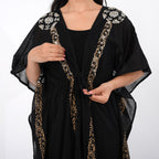 & Maisi Cotton Embroidery Kaftan (Size - One Size) - Black_8430989_4