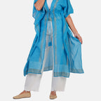 & Maisi Cotton Embroidery Kaftan (Size - One Size) - Blue_8430990_5