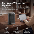 DeLonghi 2KW Capsule Twist Ceramic Heater - 2000W Remote Controlled LED Display 24 hour Timer - 29.4 cm height, 22.4 cm width, 14.2 cm depth, 1.9 kg