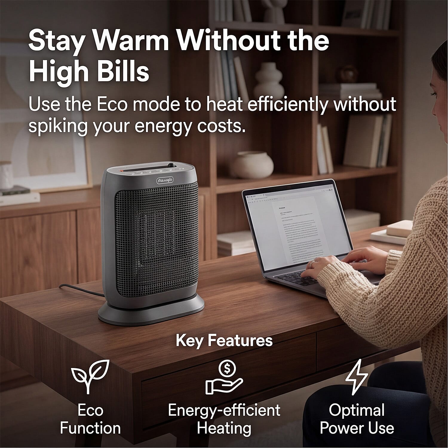 DeLonghi 2KW Capsule Twist Ceramic Heater - 2000W Remote Controlled LED Display 24 hour Timer - 29.4 cm height, 22.4 cm width, 14.2 cm depth, 1.9 kg
