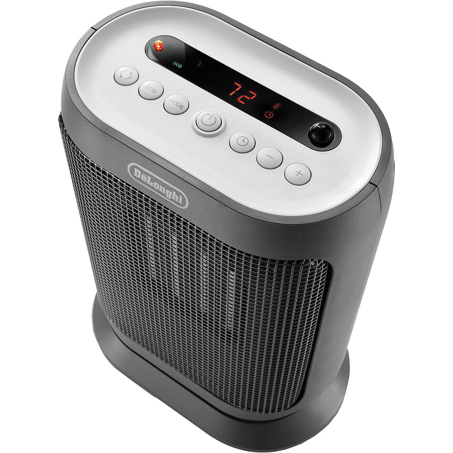 DeLonghi 2KW Capsule Twist Ceramic Heater - 2000W Remote Controlled LED Display 24 hour Timer - 29.4 cm height, 22.4 cm width, 14.2 cm depth, 1.9 kg