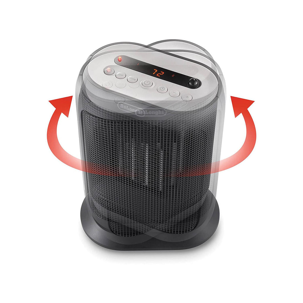 DeLonghi 2KW Capsule Twist Ceramic Heater - 2000W Remote Controlled LED Display 24 hour Timer - 29.4 cm height, 22.4 cm width, 14.2 cm depth, 1.9 kg