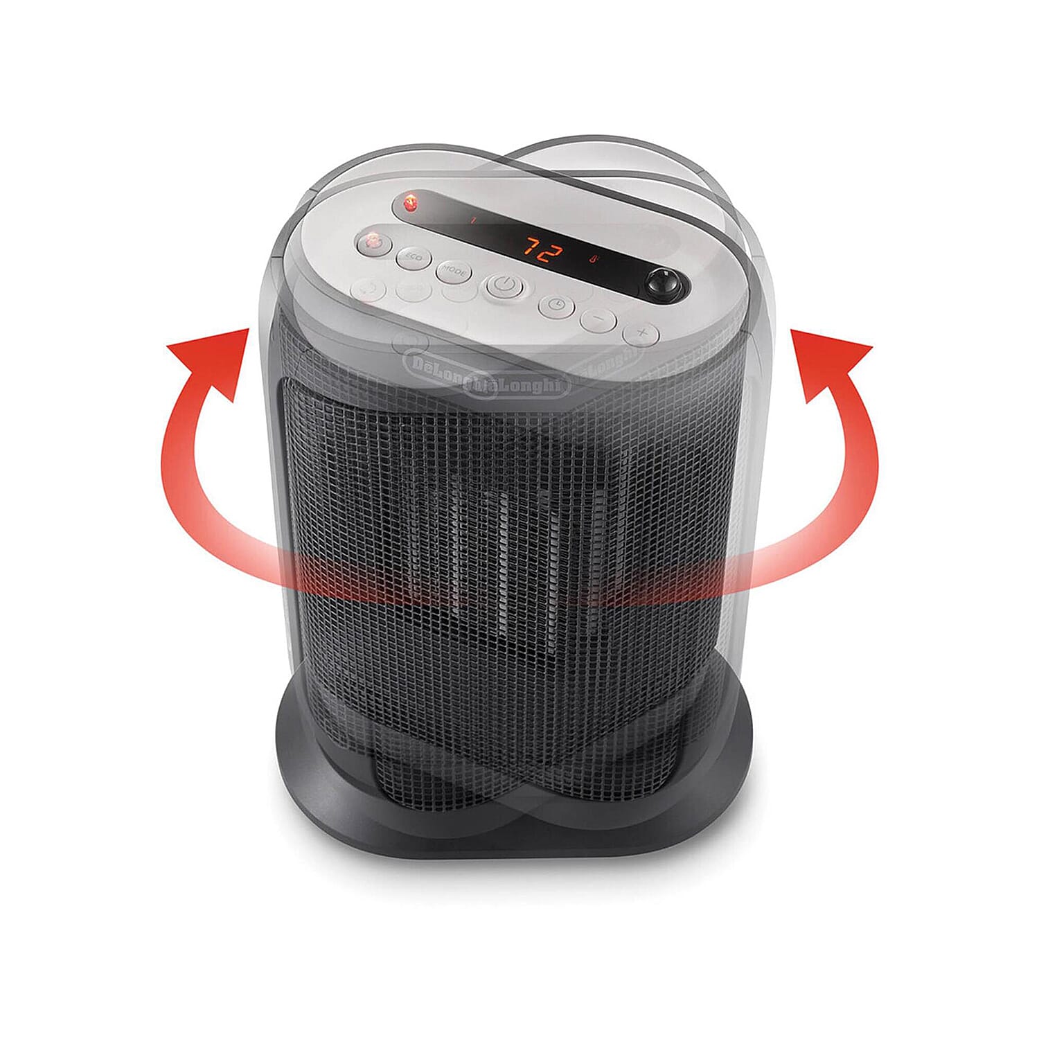 DeLonghi 2KW Capsule Twist Ceramic Heater - 2000W Remote Controlled LED Display 24 hour Timer - 29.4 cm height, 22.4 cm width, 14.2 cm depth, 1.9 kg