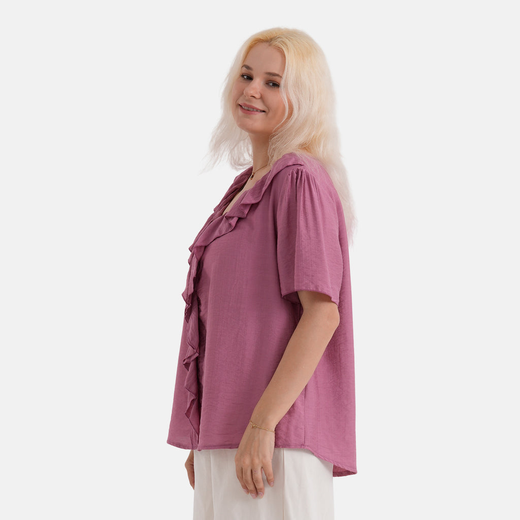 & Maisi Patterned Blouse (Size - Small) - Purple_8439707_3