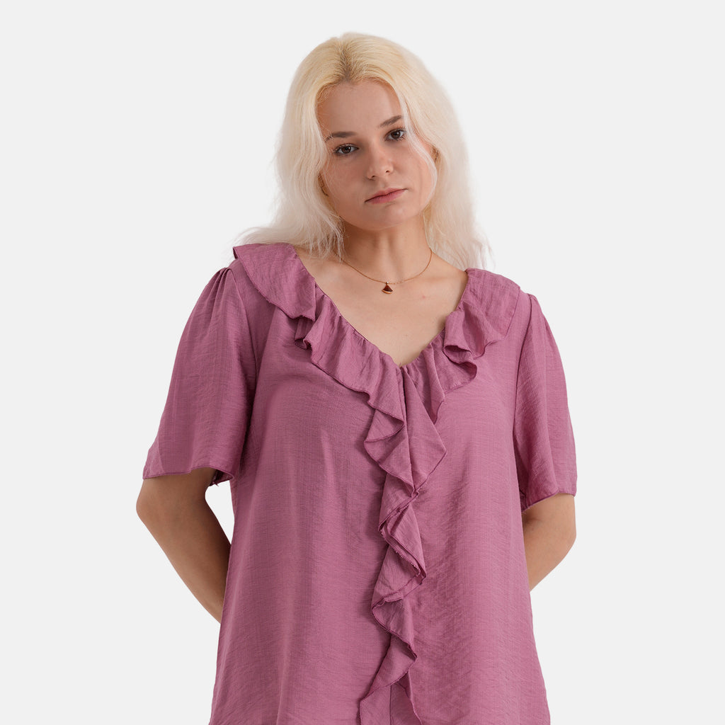 & Maisi Patterned Blouse (Size - Small) - Purple_8439707_4
