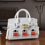 Designer-Inspired Structured Handbag with Crossbody Strap - White_8447513_1