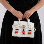 Designer-Inspired Structured Handbag with Crossbody Strap - White_8447513_3
