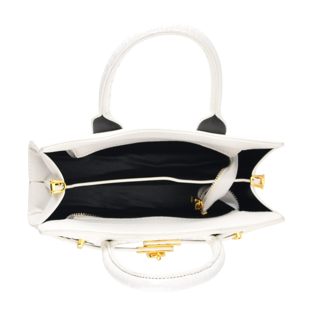 Designer-Inspired Structured Handbag with Crossbody Strap - White_8447513_5