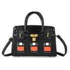 Designer-Inspired Structured Handbag with Crossbody Strap - Black_8447533