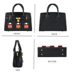Designer-Inspired Structured Handbag with Crossbody Strap - Black_8447533_4