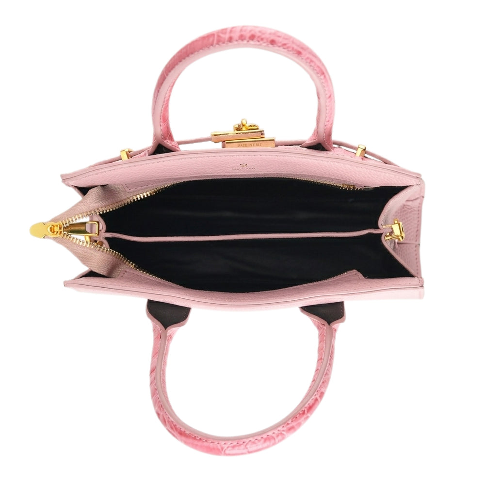 Designer-Inspired Structured Handbag with Crossbody Strap - Pink_8447540_5