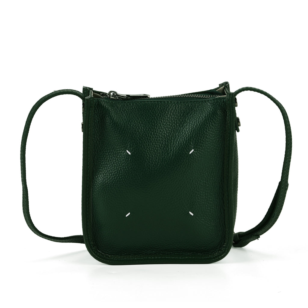 Genuine Leather Crossbody Bag - Green_8448125