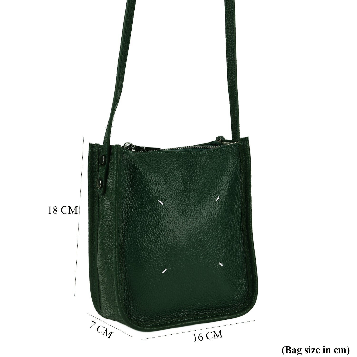 Genuine Leather Crossbody Bag - Green_8448125_7