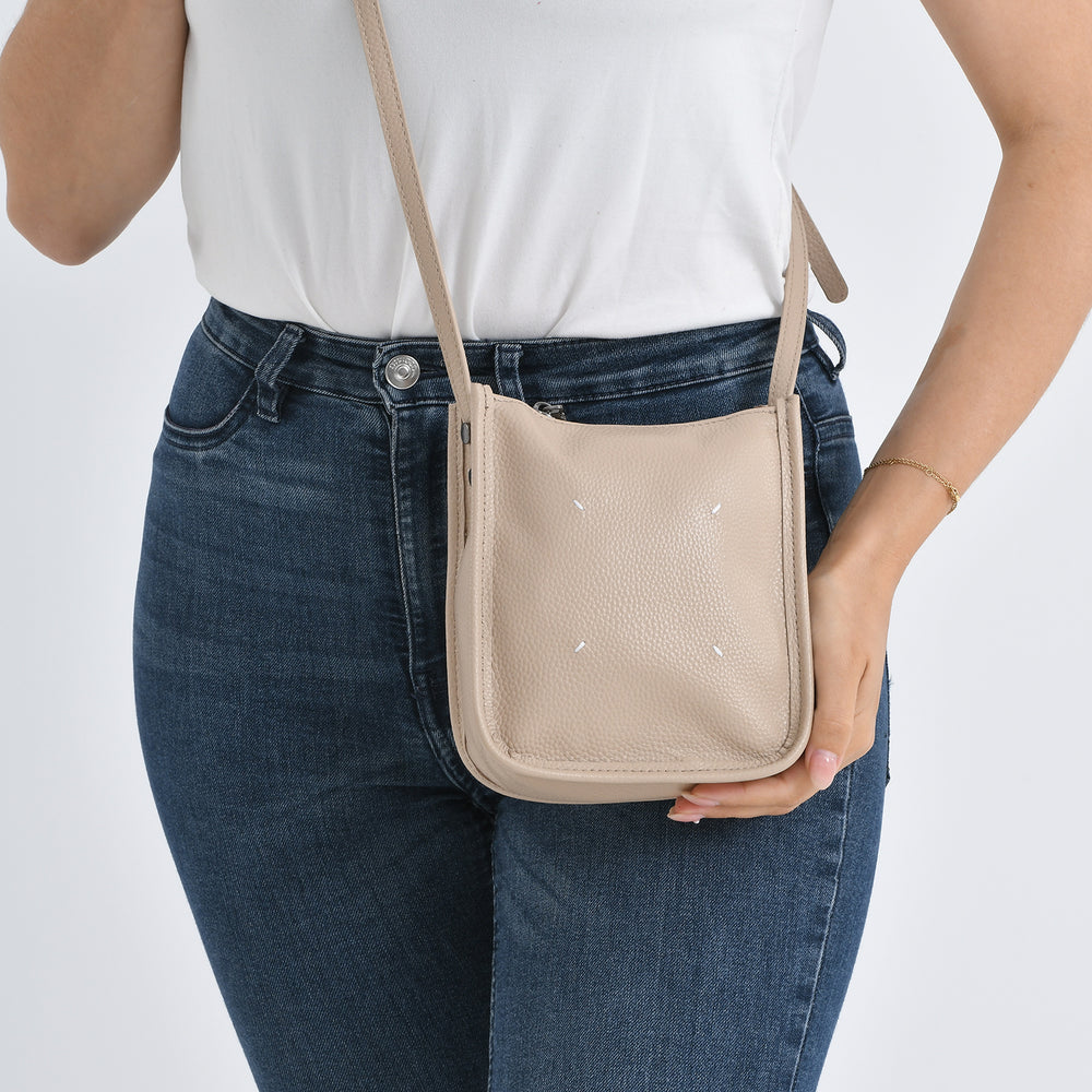 Genuine Leather Crossbody Bag - Apricot_8448126_3