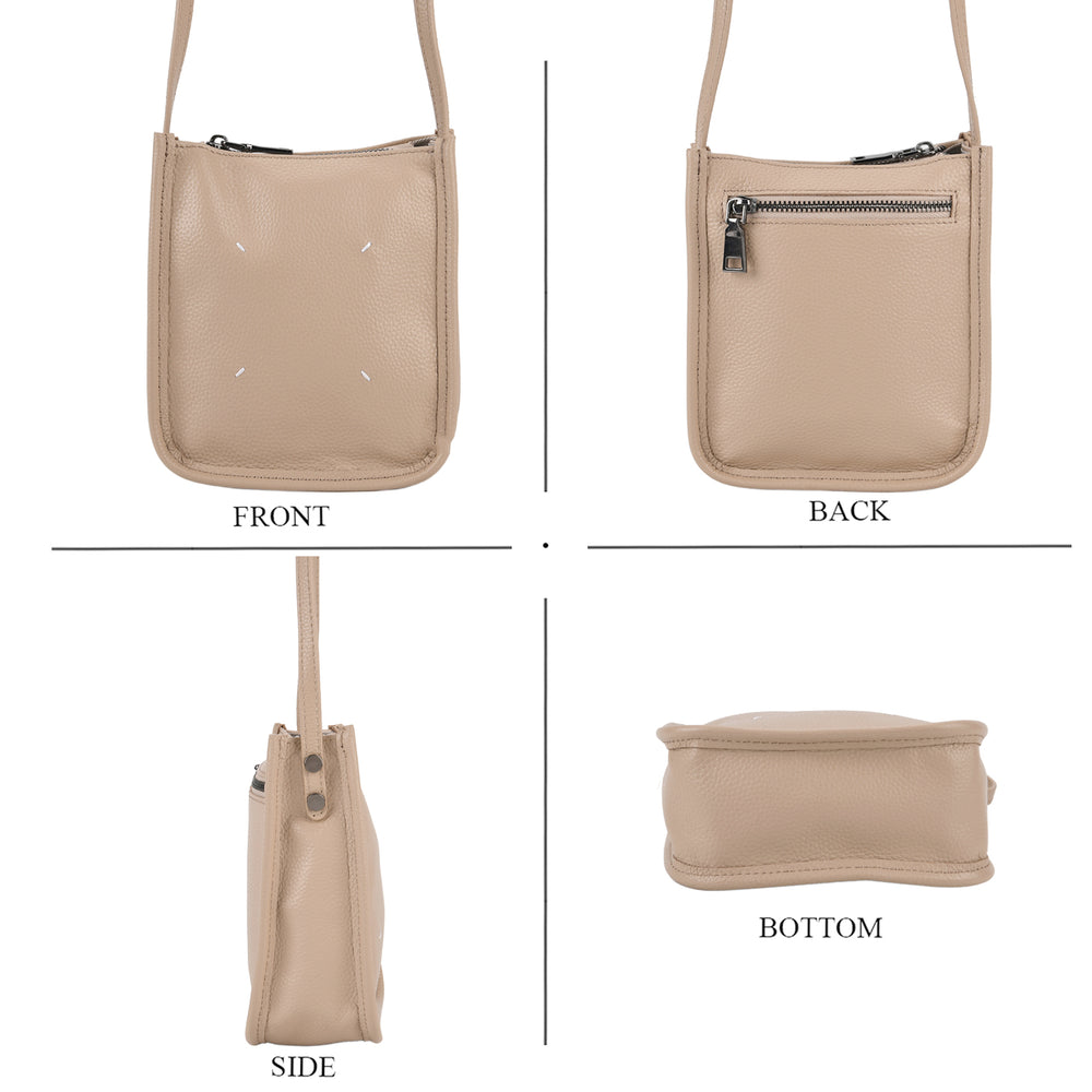 Genuine Leather Crossbody Bag - Apricot_8448126_4